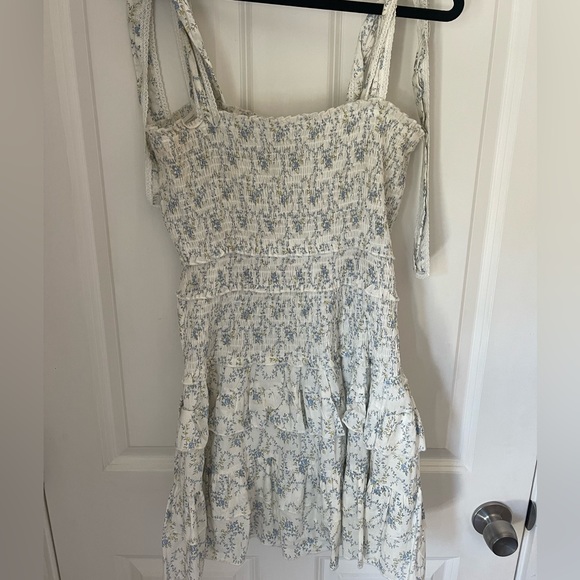 Floral print smocked tie dress. White dress pictured for fit only! - Picture 2 of 4